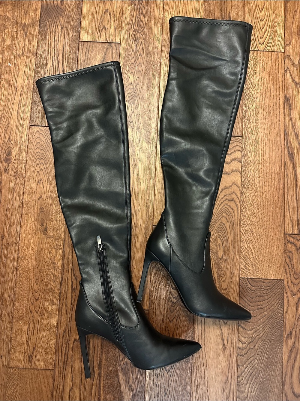 Nine West Tacy Black Over-the-Knee Pointed Stiletto Boots